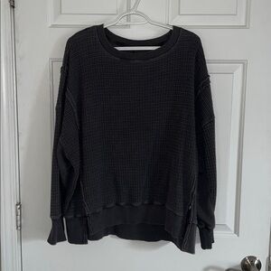 American Eagle Outfitters Gray Waffle Knit Sweater